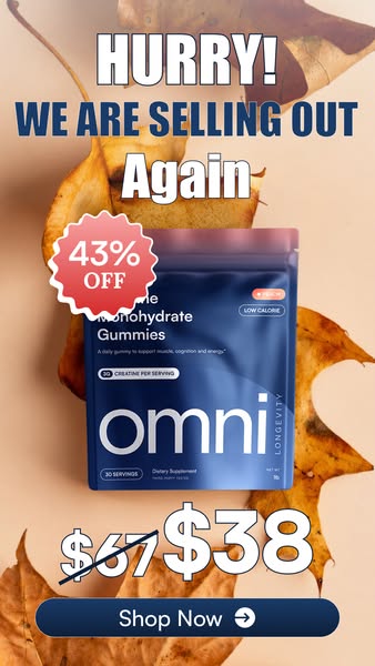 OMNI Longevity ad: Creatine Made Delicious 🍉 🍑