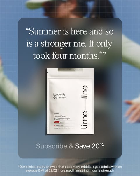 Timeline Longevity ad: Stronger Muscles With Mitopure®