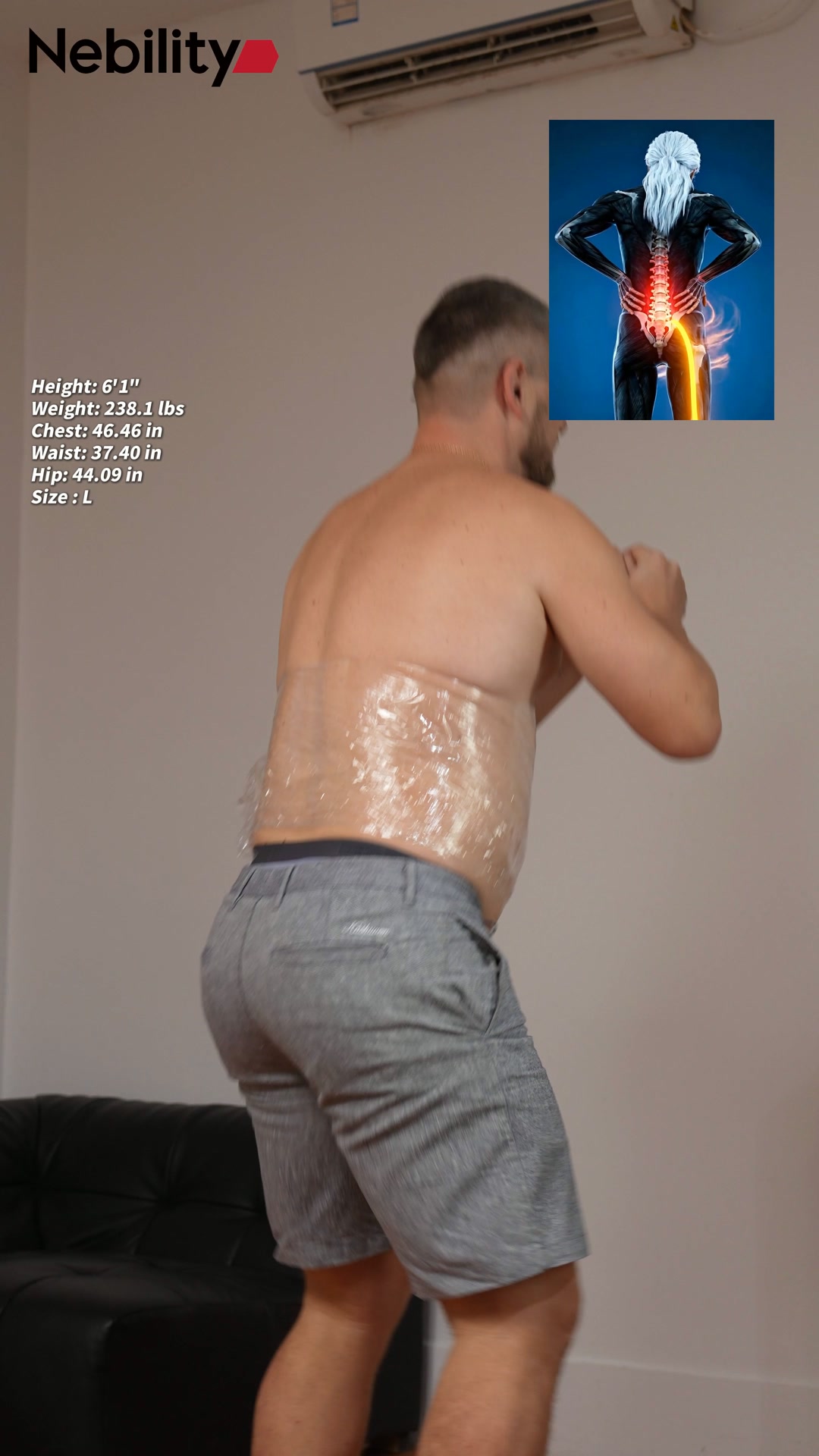 Nebility ad: Flatter stomach. No sweat. Invisible under anything.