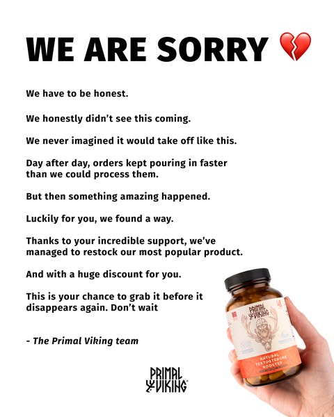 Primal Viking ad: Warning: LOW STOCK