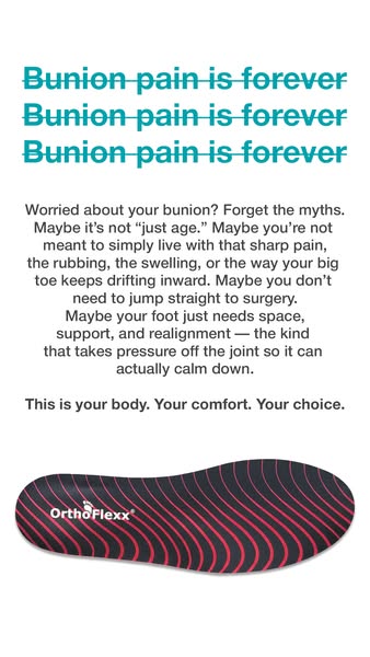 OrthoFlexx ad: The OrthoFlexx™ Orthotics are designed with great arch support for flat feet & Plantar Fasciitis. ✅ Provide firm arch support ✅ Improve alig