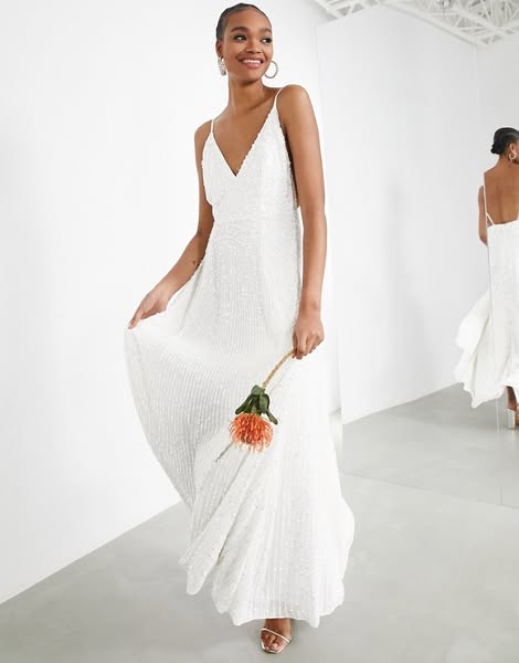 ASOS ad: ASOS DESIGN Josie embellished cami maxi wedding dress-Multi