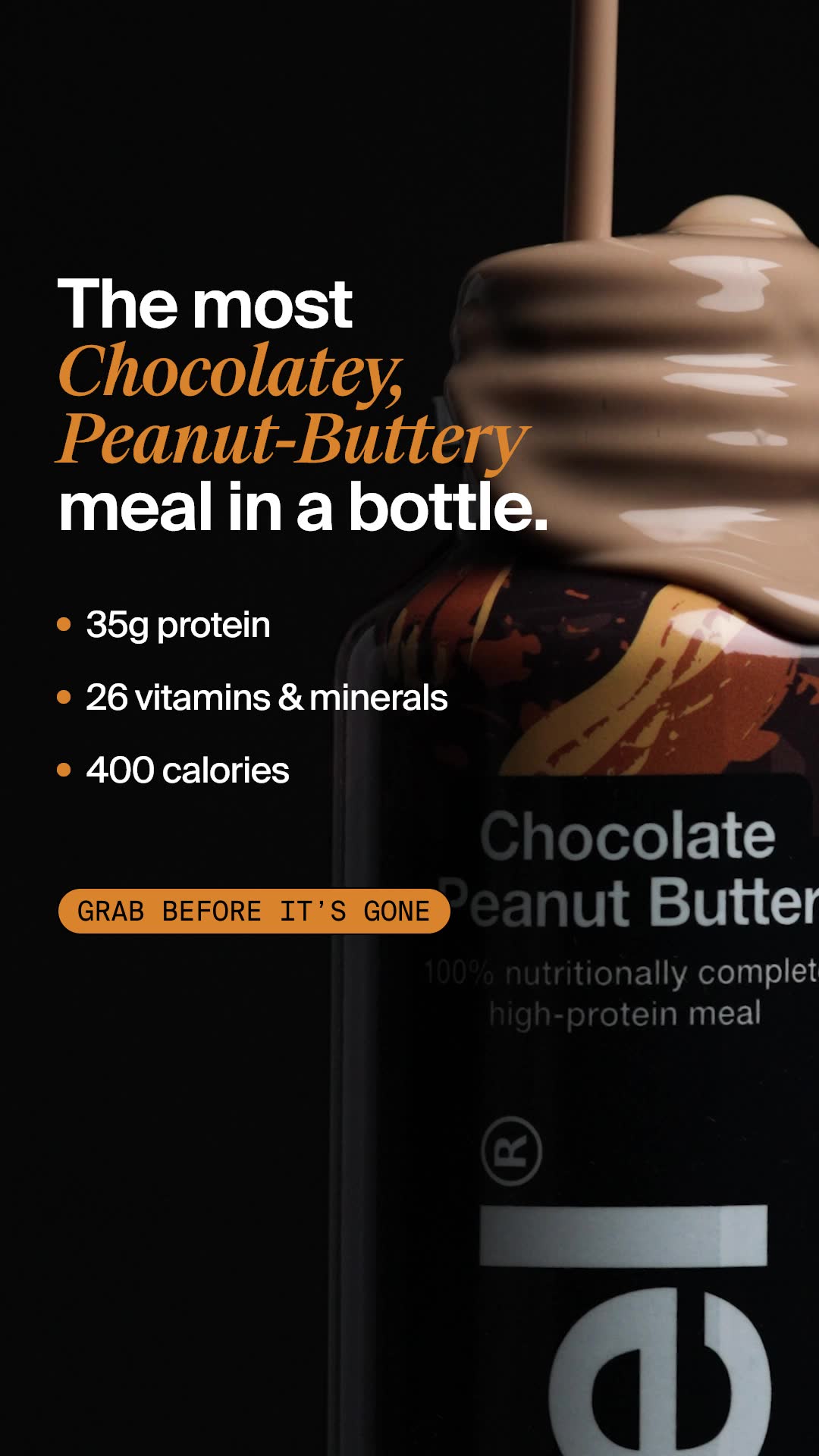 Huel ad: 40g of protein. Ready in seconds.