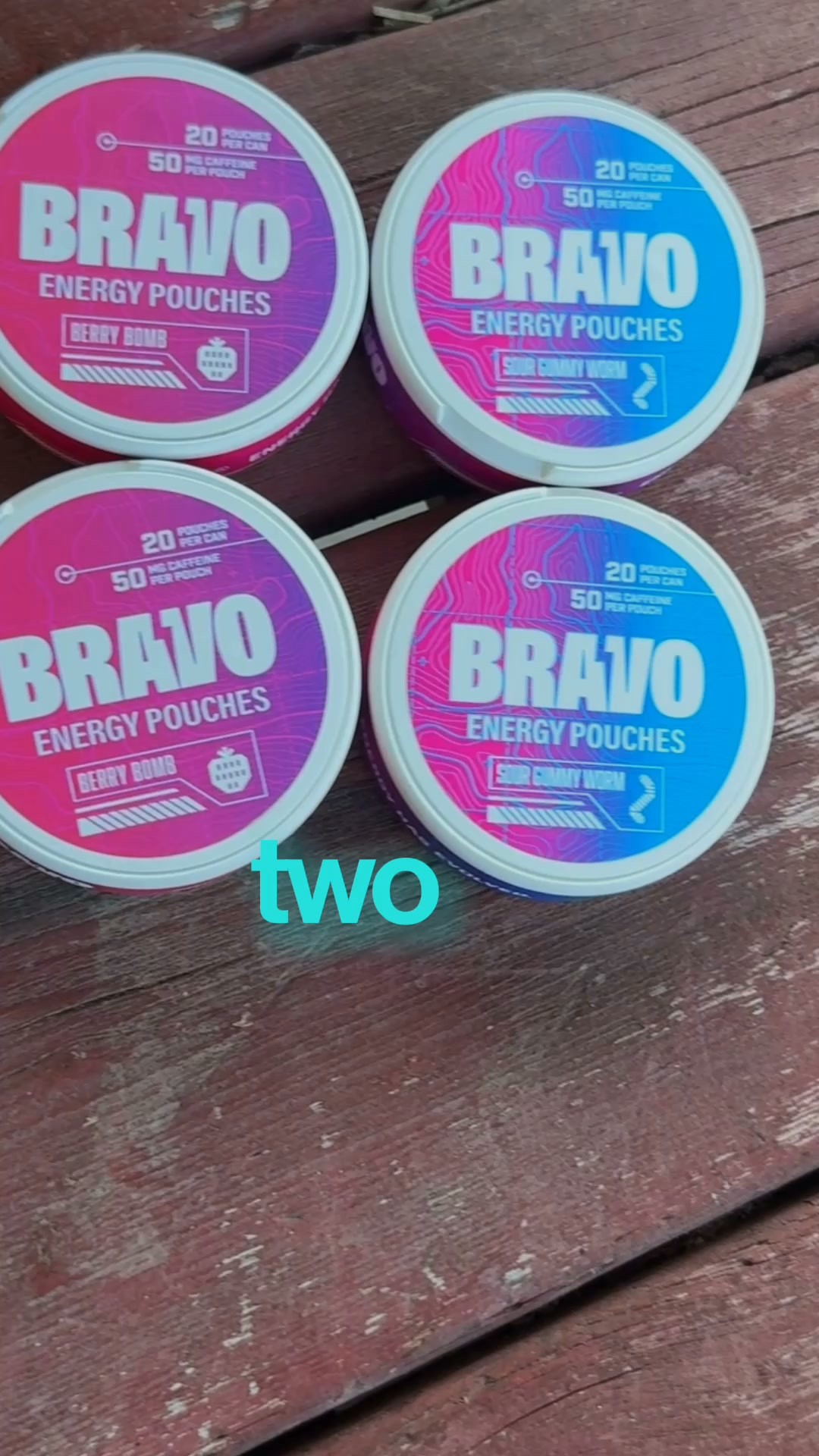 BRAVO Energy Pouches ad: No tobacco. No nicotine. Sugar-free.