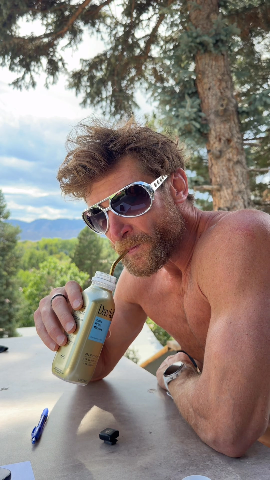 David Protein ad: A chocolate milkshake worth savoring. Velvety and satisfying down to the last sip.