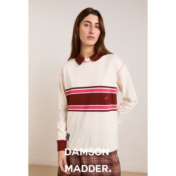 Damson Madder ad: Damson Madder - Olina Placement Stripe Rugby - Ecru