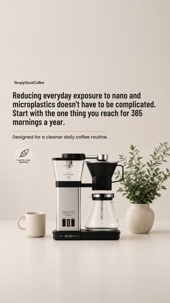 Simply Good Coffee ad: Programmable Plastic-Free Brewing!