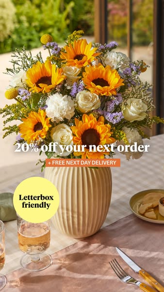 Bloom & Wild ad: 20% off your next order