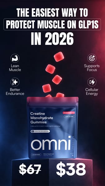 OMNI Longevity ad: Real Creatine - 43% OFF TODAY 👉