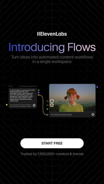ElevenLabs ad: ElevenLabs | Join 7,500,000+ Creators & Brands | Most Realistic Voice AI Platform, Now with Video
