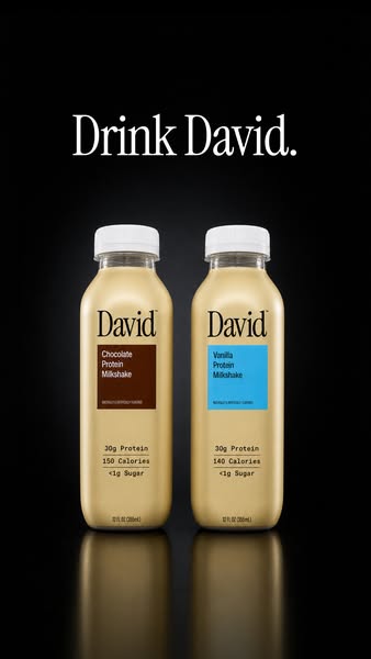 David Protein ad: A chocolate milkshake worth savoring. Velvety and satisfying down to the last sip.