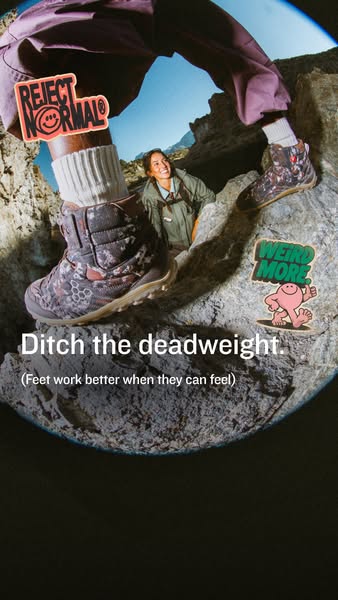 Vivobarefoot ad: Reject normal. Weird more.