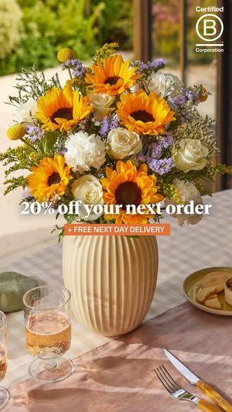 Bloom & Wild ad: 20% off your next order