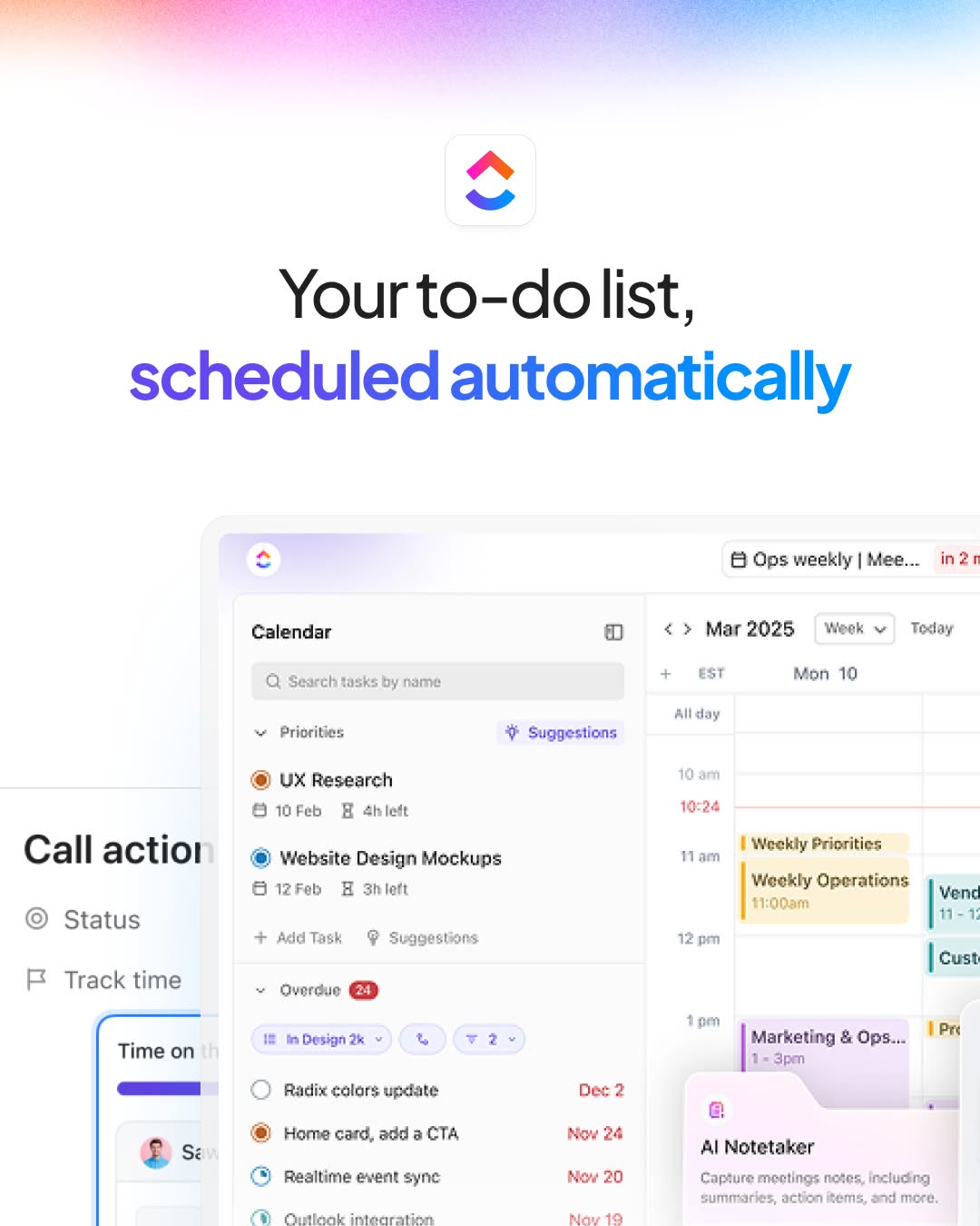 ClickUp ad: My calendar fills itself now.