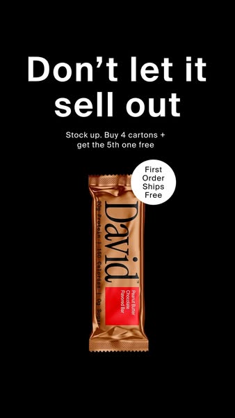 David Protein ad: 20g Protein. 150 Calories. 0g Sugar.