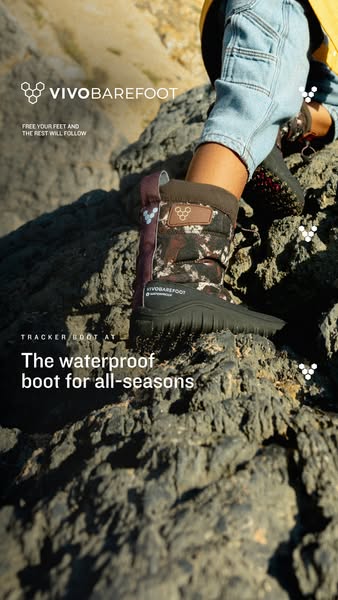 Vivobarefoot ad: The waterproof, barefoot boot for all-seasons
