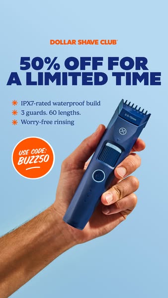 Dollar Shave Club ad: Plug Into 50% Off Electrics
