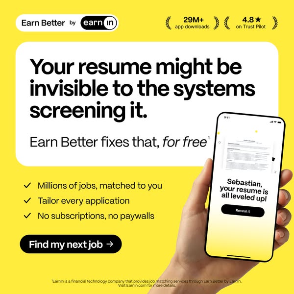 EarnIn ad: Get a free professional resume in minutes