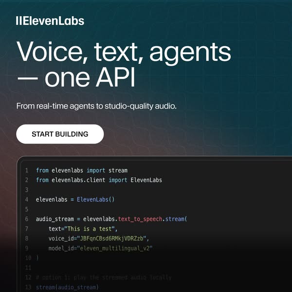 ElevenLabs ad: Voice, Text, Agents — One API