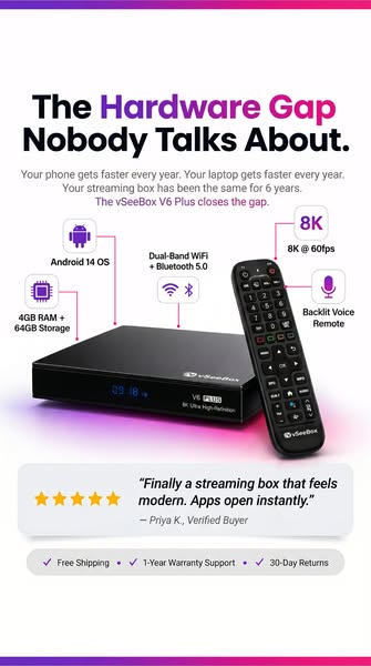 VSeebox USA ad: The Streaming Device Built for 2026.
