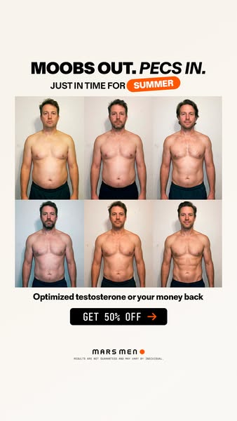 Mars Men ad: Fix Your Hormones. Lose The Moobs.