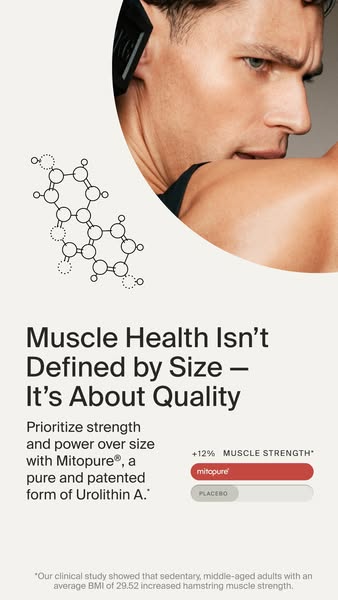 Timeline Longevity ad: Improve Muscle Health With Mitopure®