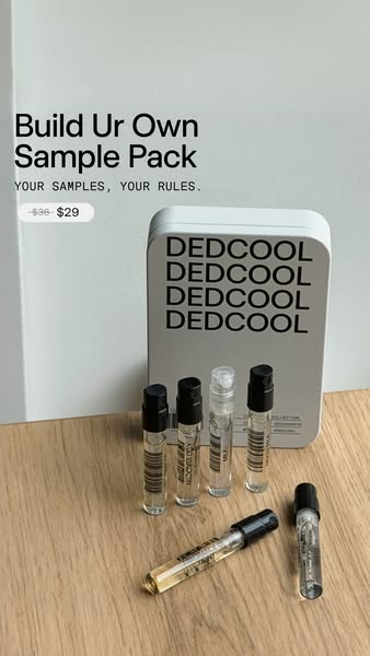 DedCool ad: The Build Your Own Sample Pack + 20% off full-size fragrance