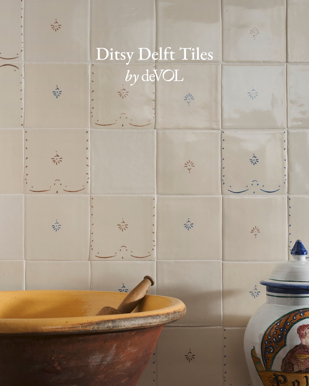 deVOL Kitchens ad: Ditsy Delft Tiles by deVOL