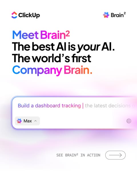 ClickUp ad: AI that knows your actual work.