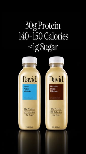 David Protein ad: A chocolate milkshake worth savoring. Velvety and satisfying down to the last sip.