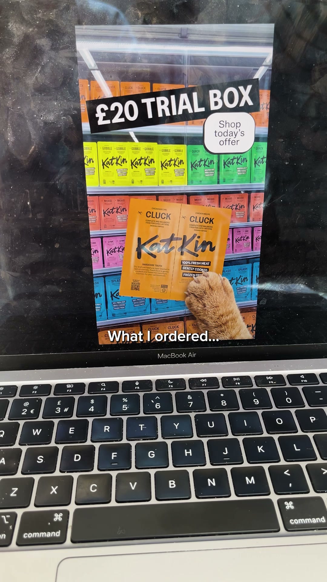 KatKin ad: Try 28 fresh meals for £20. That's 70p per meal for 100% fresh meat, portioned to your cat. See if it's worth it. We think it will be. Free