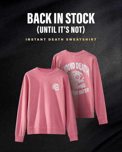 Liquid Death ad: Get it now or regret everything forever