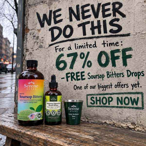 Serene Herbs ad: Save Up to 63% on Soursop Bitters Today