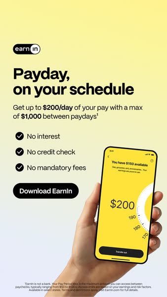 EarnIn ad: EarnIn: Get Up To $200 Per Day