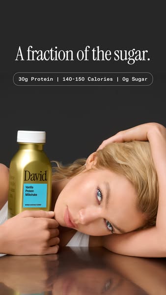 David Protein ad: A chocolate milkshake worth savoring. Velvety and satisfying down to the last sip.