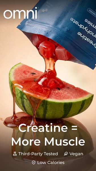 OMNI Longevity ad: Creatine Made Delicious 🍉 🍑