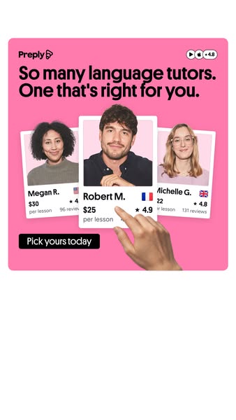 Preply ad: Expert tutors, real results