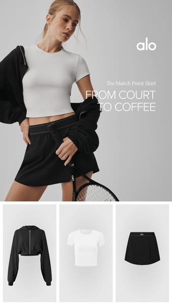 Alo Yoga ad: The Match Point Skirt