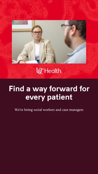 UC Health ad: Discover an on-site social work career that offers stability, growth, and a collaborative culture focused on providing exceptional care. App