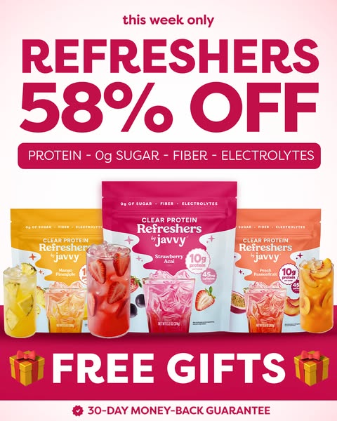 Javvy ad: 🍓 Javvy's Protein Refreshers Are Here!!
