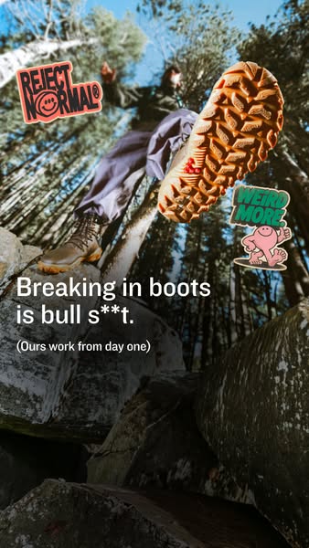 Vivobarefoot ad: Reject normal. Weird more.