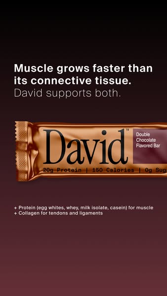 David Protein ad: 20g Protein. 150 Calories. 0g Sugar.