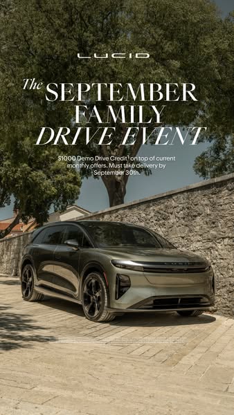 Lucid Motors ad: September Family Drive Event