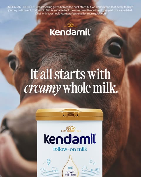 Kendamil ad: Creamy Whole Milk from Caring Family Farms