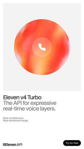 ElevenLabs ad: Eleven v4 Turbo is Live!