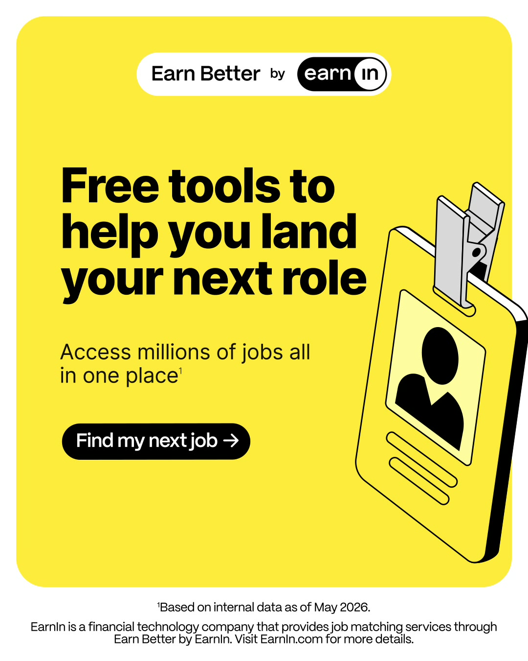 EarnIn ad: Get a free professional resume in minutes