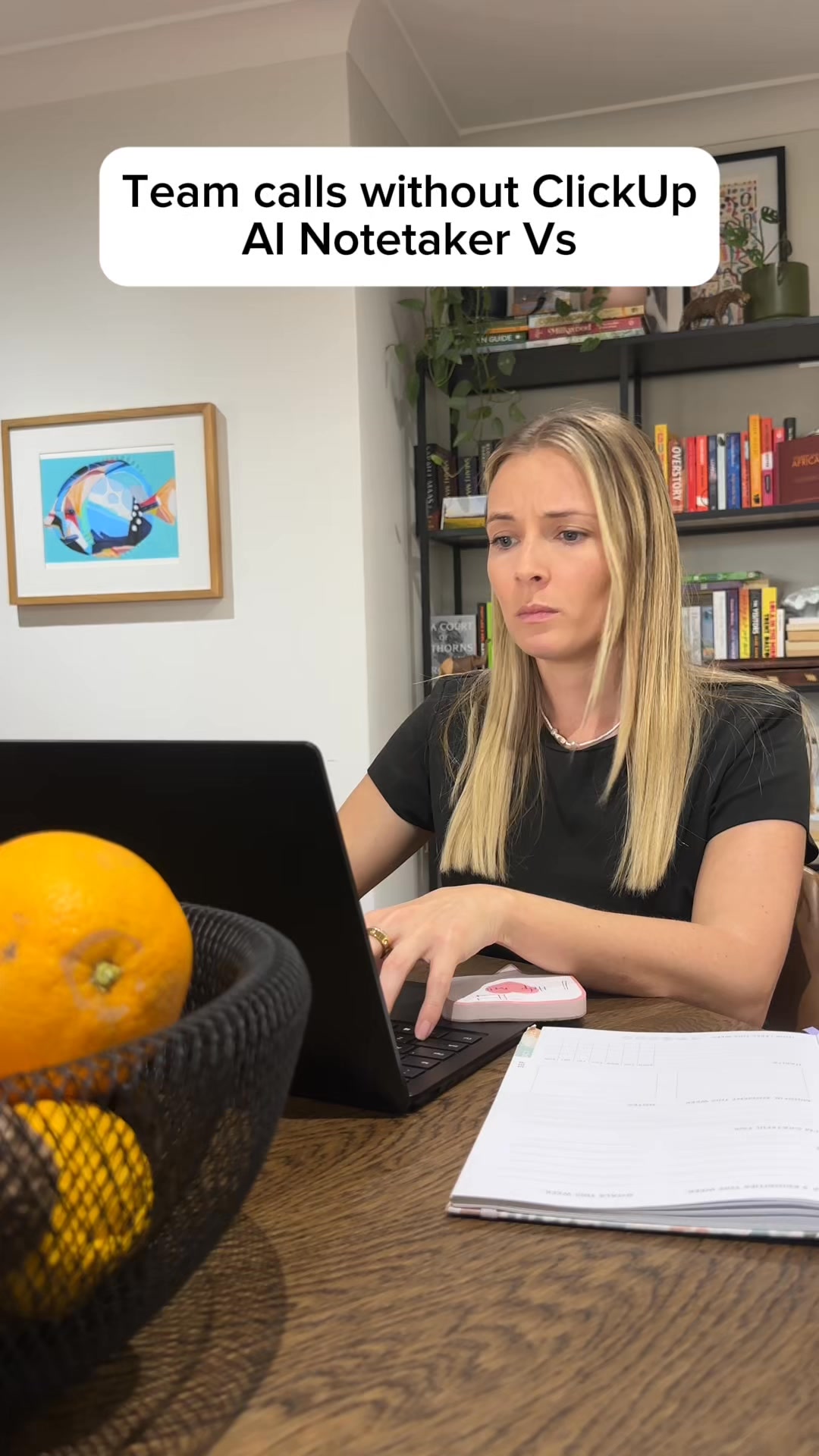 ClickUp ad: 𝗜𝗻𝘁𝗿𝗼𝗱𝘂𝗰𝗶𝗻𝗴 𝗖𝗹𝗶𝗰𝗸𝗨𝗽 𝗔𝗜 𝗡𝗼𝘁𝗲𝘁𝗮𝗸𝗲𝗿. It’s like having a personal assistant who’s always on top of things.