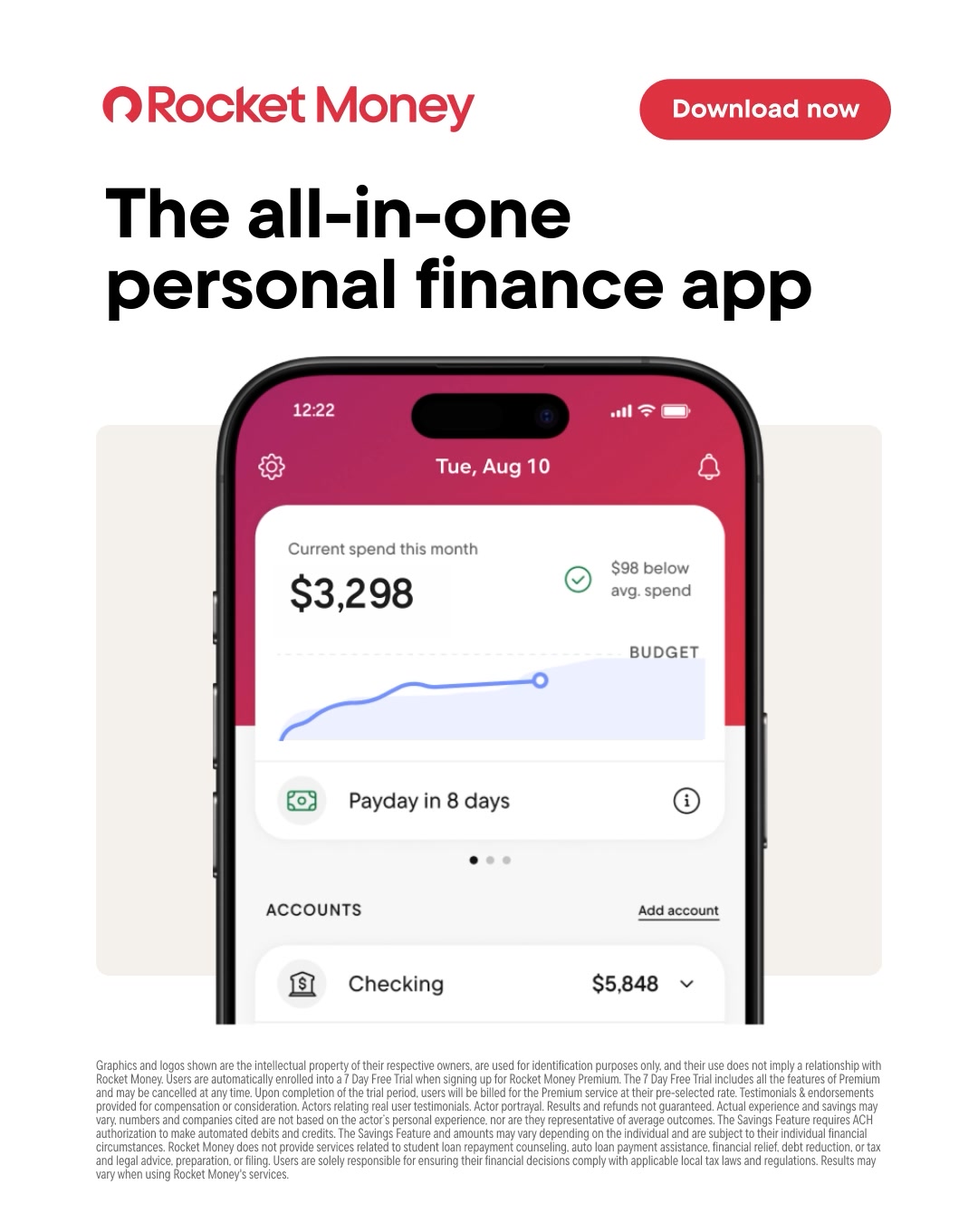 Rocket Money ad: Take control of your 💸