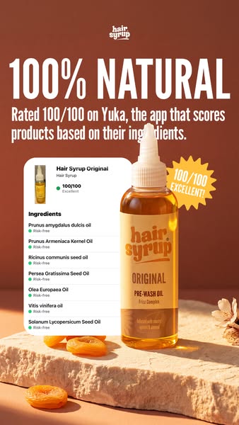 Hair Syrup ad: 100/100 on Yuka 🌿