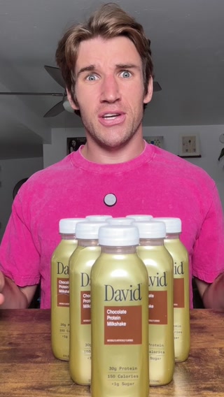 David Protein ad: 30g Protein. 140-150 Calories. <1g Sugar.
